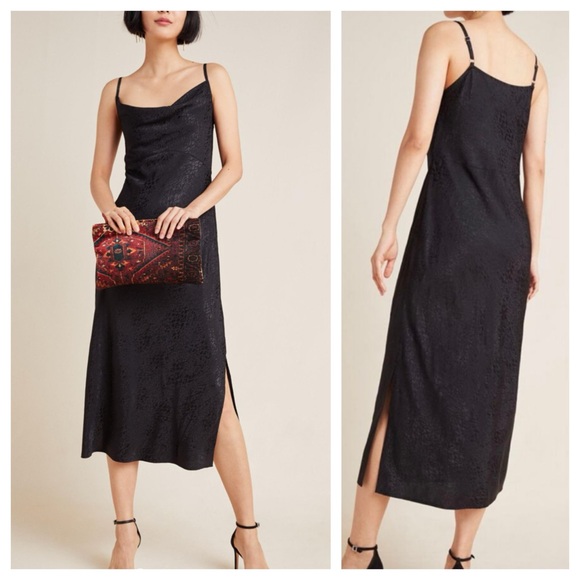 Anthropologie Dresses & Skirts - Anthropologie Amelie Jacquard Slip Midi Dress in Black Motif US 12